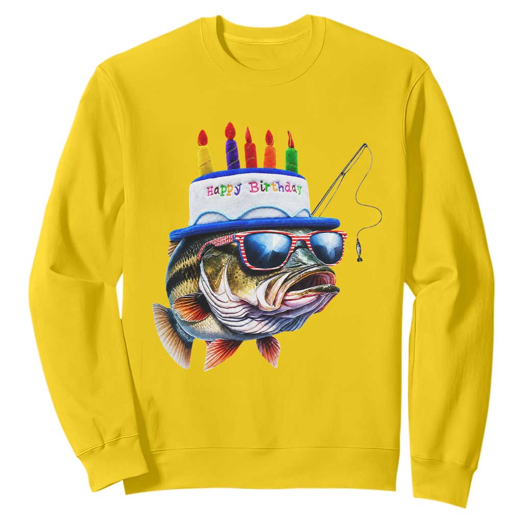 Bass Fishing Birthday Sweatshirt Fish Party Theme TS10 Daisy Print Your Wear