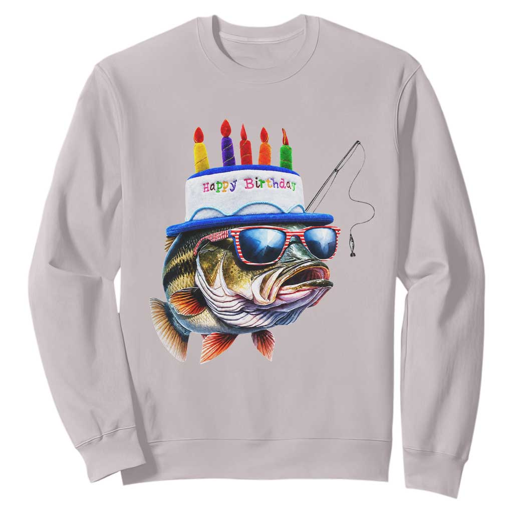Bass Fishing Birthday Sweatshirt Fish Party Theme TS10 Ice Gray Print Your Wear