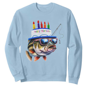 Bass Fishing Birthday Sweatshirt Fish Party Theme TS10 Light Blue Print Your Wear