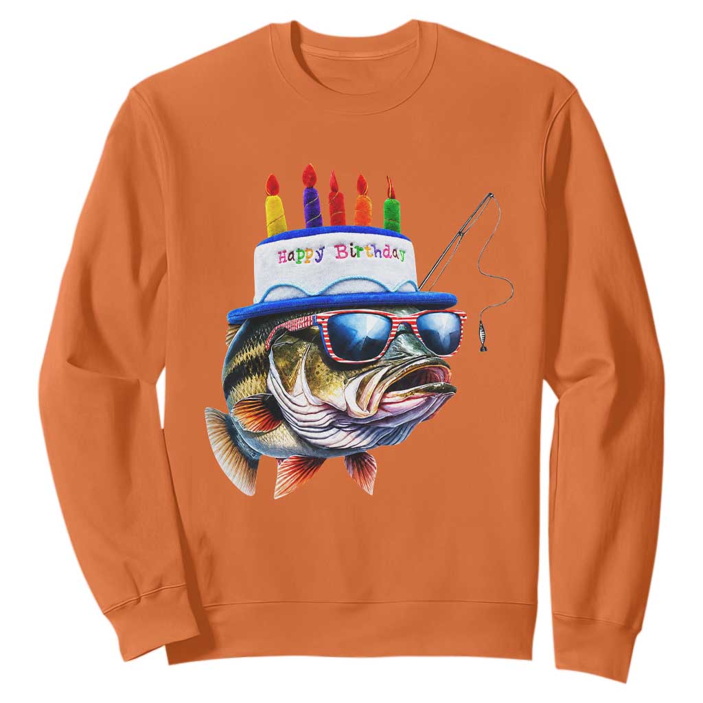 Bass Fishing Birthday Sweatshirt Fish Party Theme TS10 Orange Print Your Wear