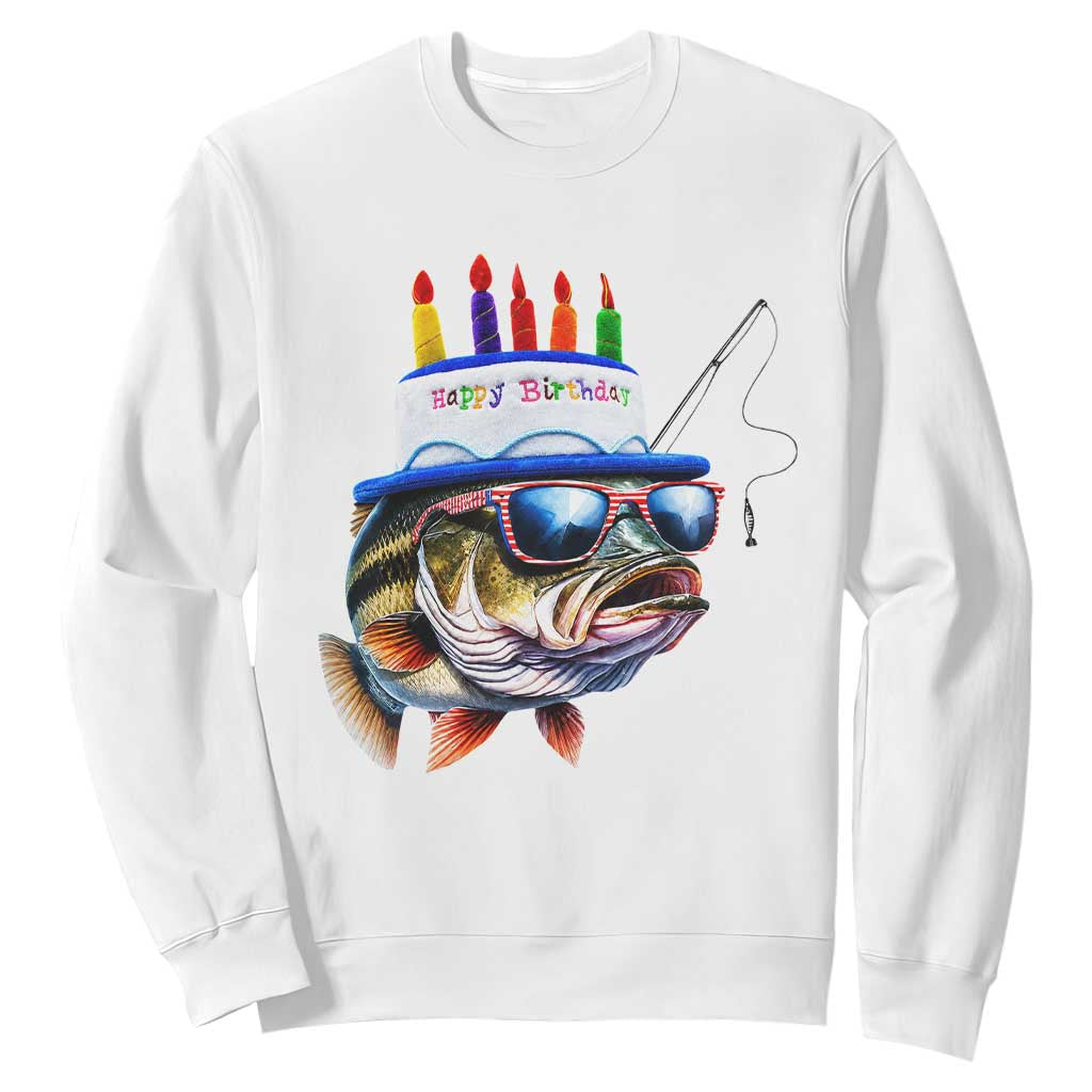 Bass Fishing Birthday Sweatshirt Fish Party Theme TS10 White Print Your Wear