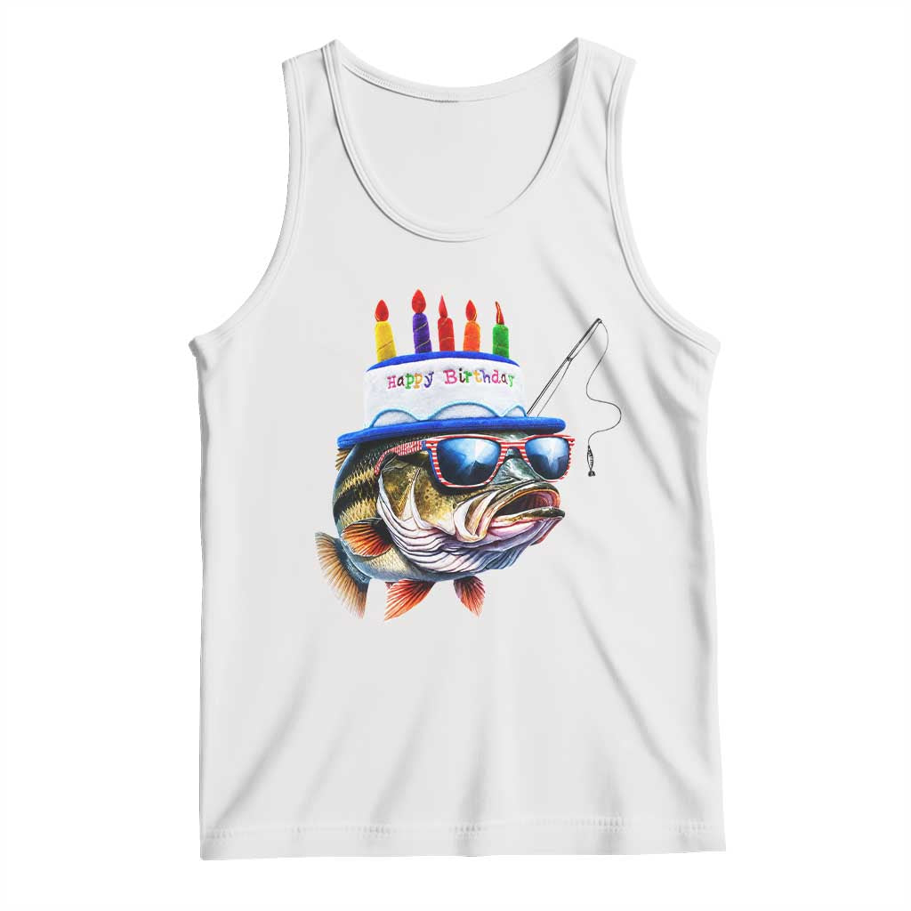 Bass Fishing Birthday Tank Top Fish Party Theme TS10 White Print Your Wear