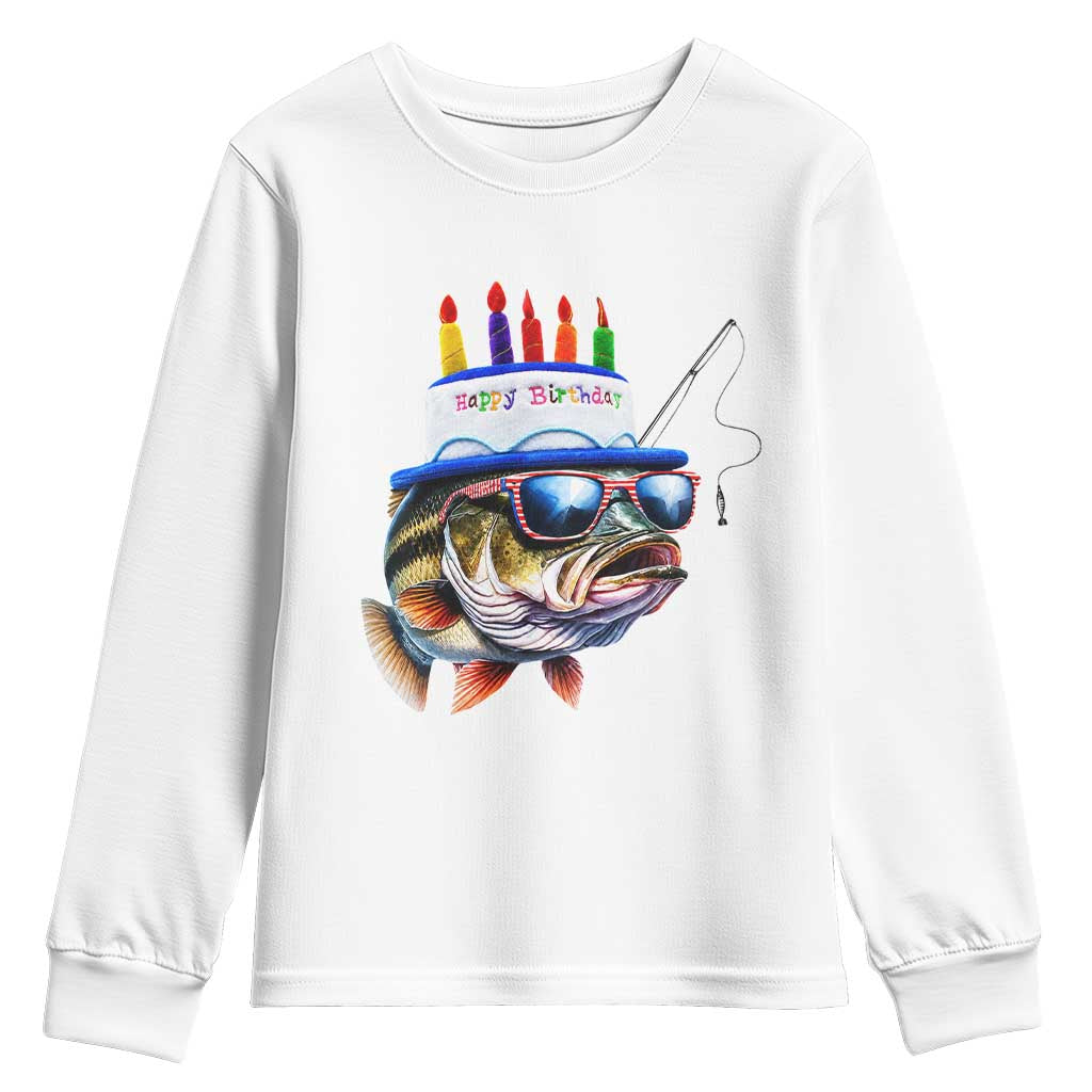 Bass Fishing Birthday Youth Sweatshirt Fish Party Theme TS10 White Print Your Wear