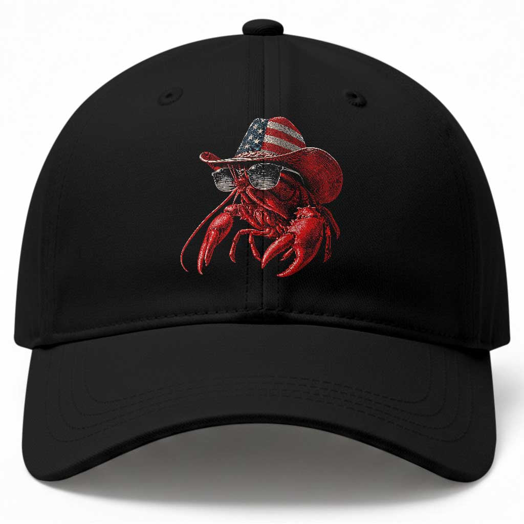 Funny Western Country Crawfish Lover Graphic Baseball Cap American Flag Cowboy Lobster Patriotic Cajun Season TS10 Print Your Wear