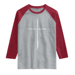Christian Dad Raglan Shirt Fatherhood Is Kingdom Work Cross Daddy Bible Verse TS10 Heather Gray Heather Red Print Your Wear