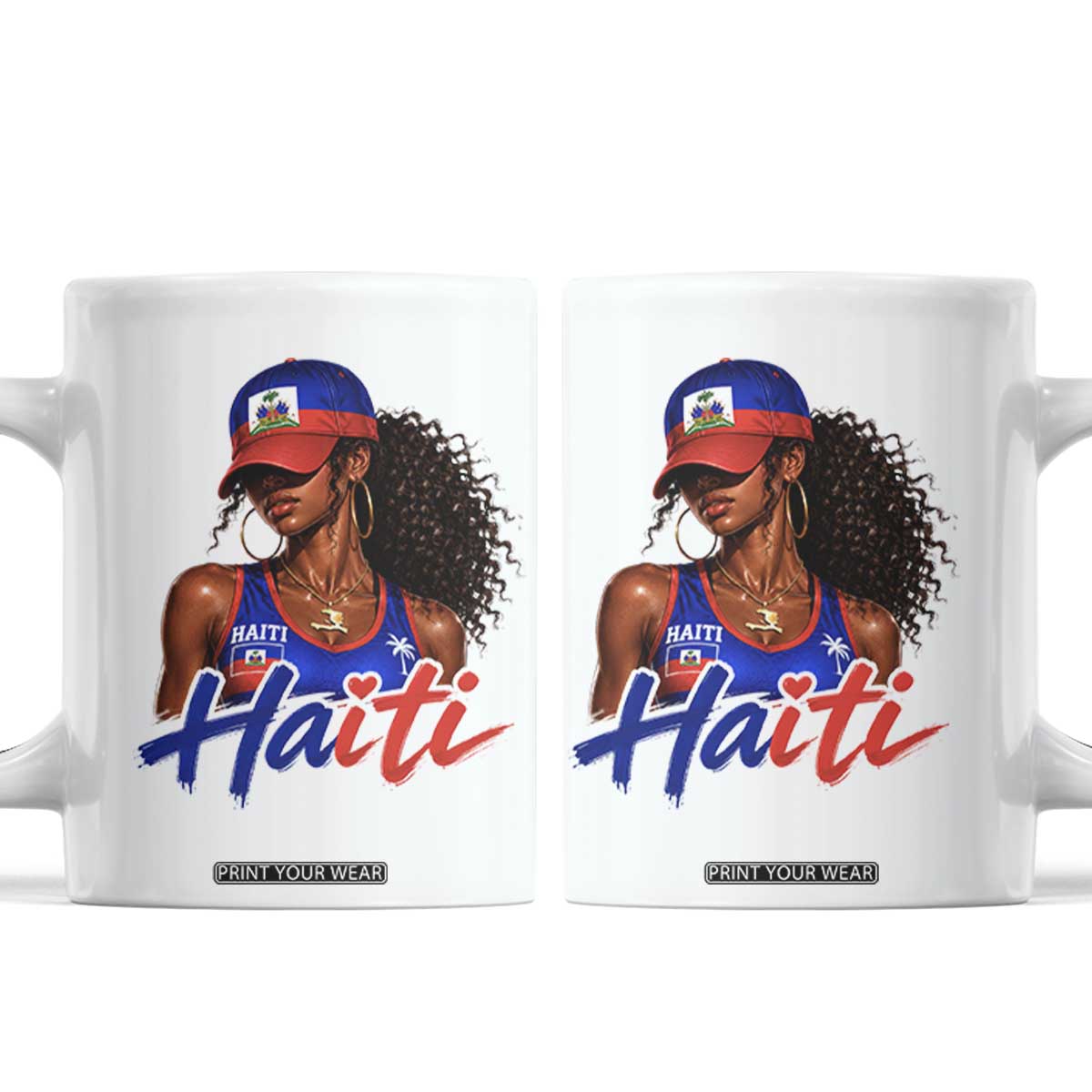 Haitian Girl Coffee Mug Melanin Black Girls Haiti Flag Proud Haitienne TS10 White Print Your Wear