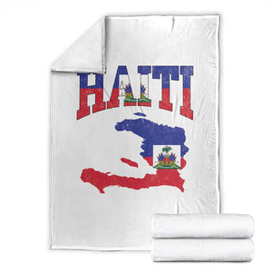 Haiti Pride Throw Blanket Retro Vintage Haitian Flag Map Pride Graphic TS10 White Print Your Wear