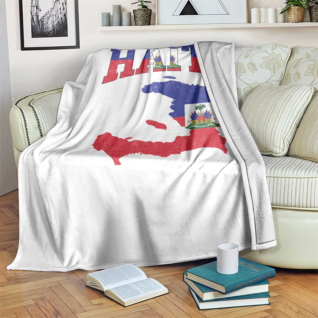 Haiti Pride Throw Blanket Retro Vintage Haitian Flag Map Pride Graphic TS10 Print Your Wear