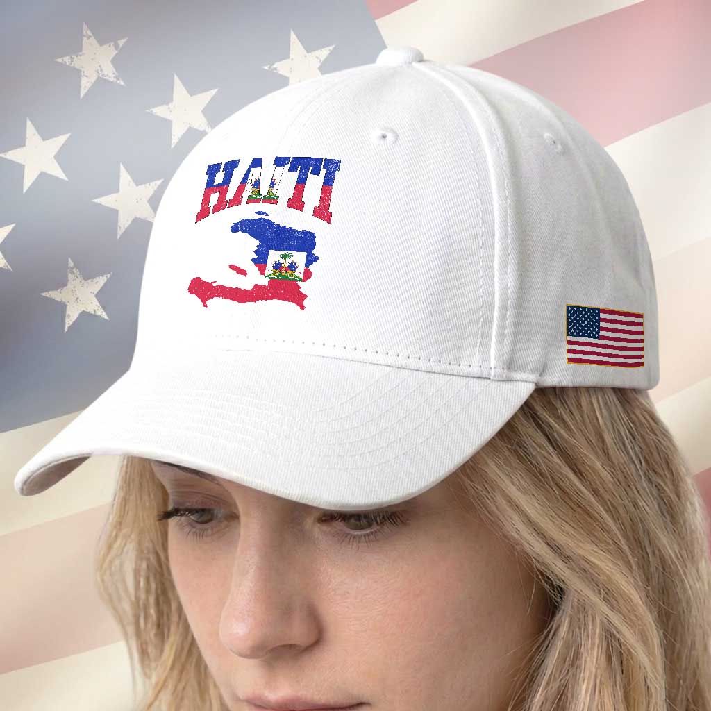 Haiti Pride Baseball Cap Retro Vintage Haitian Flag Map Pride Graphic TS10 Print Your Wear
