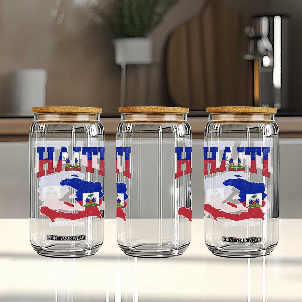 Haiti Pride Glass Can Retro Vintage Haitian Flag Map Pride Graphic TS10 Print Your Wear