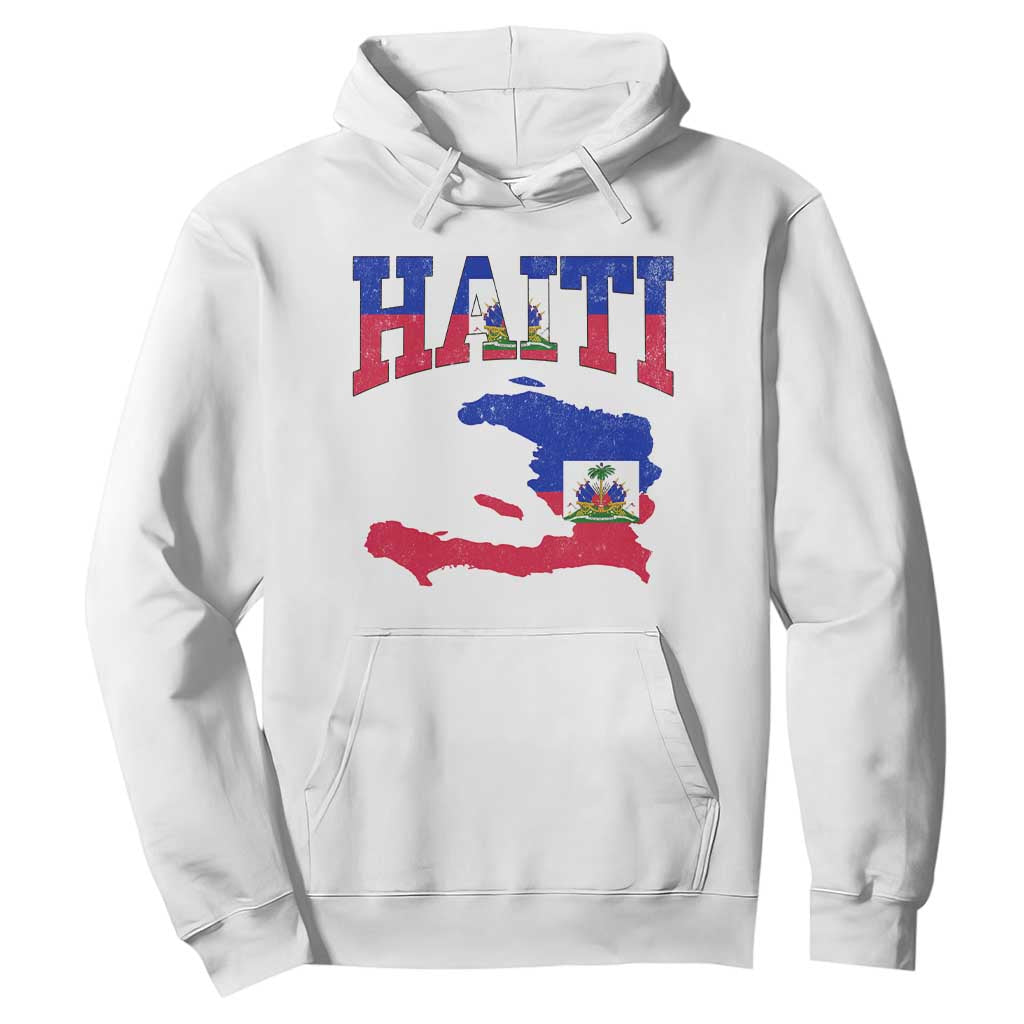 Haiti Pride Hoodie Retro Vintage Haitian Flag Map Pride Graphic TS10 White Print Your Wear