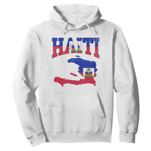 Haiti Pride Hoodie Retro Vintage Haitian Flag Map Pride Graphic TS10 White Print Your Wear