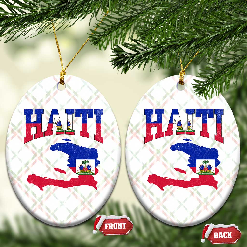 Haiti Pride Ceramic Ornament Retro Vintage Haitian Flag Map Pride Graphic TS10 Print Your Wear