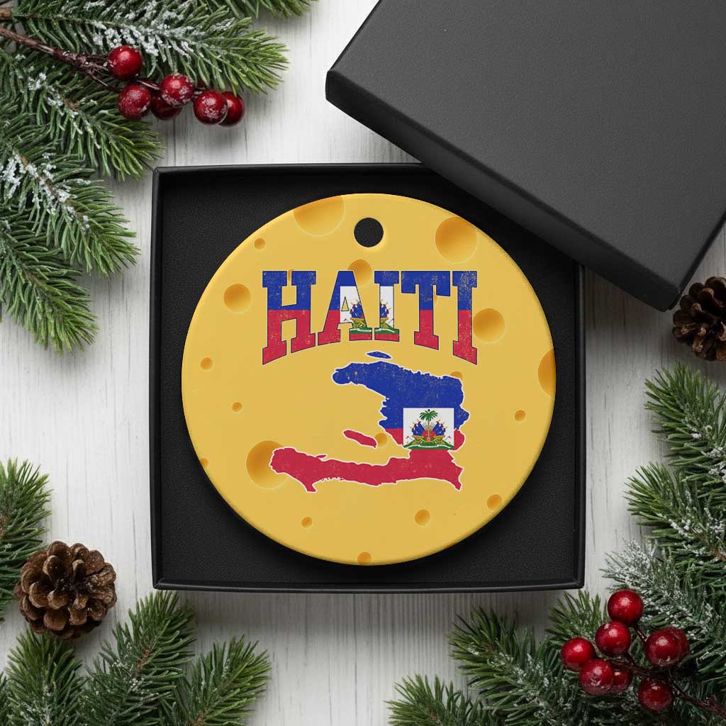 Haiti Pride Ceramic Ornament Retro Vintage Haitian Flag Map Pride Graphic TS10 1pc Yellow Cheese Print Your Wear