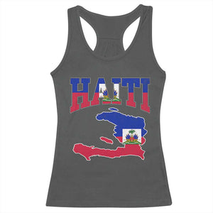Haiti Pride Racerback Tank Top Retro Vintage Haitian Flag Map Pride Graphic TS10 Dark Heather Print Your Wear