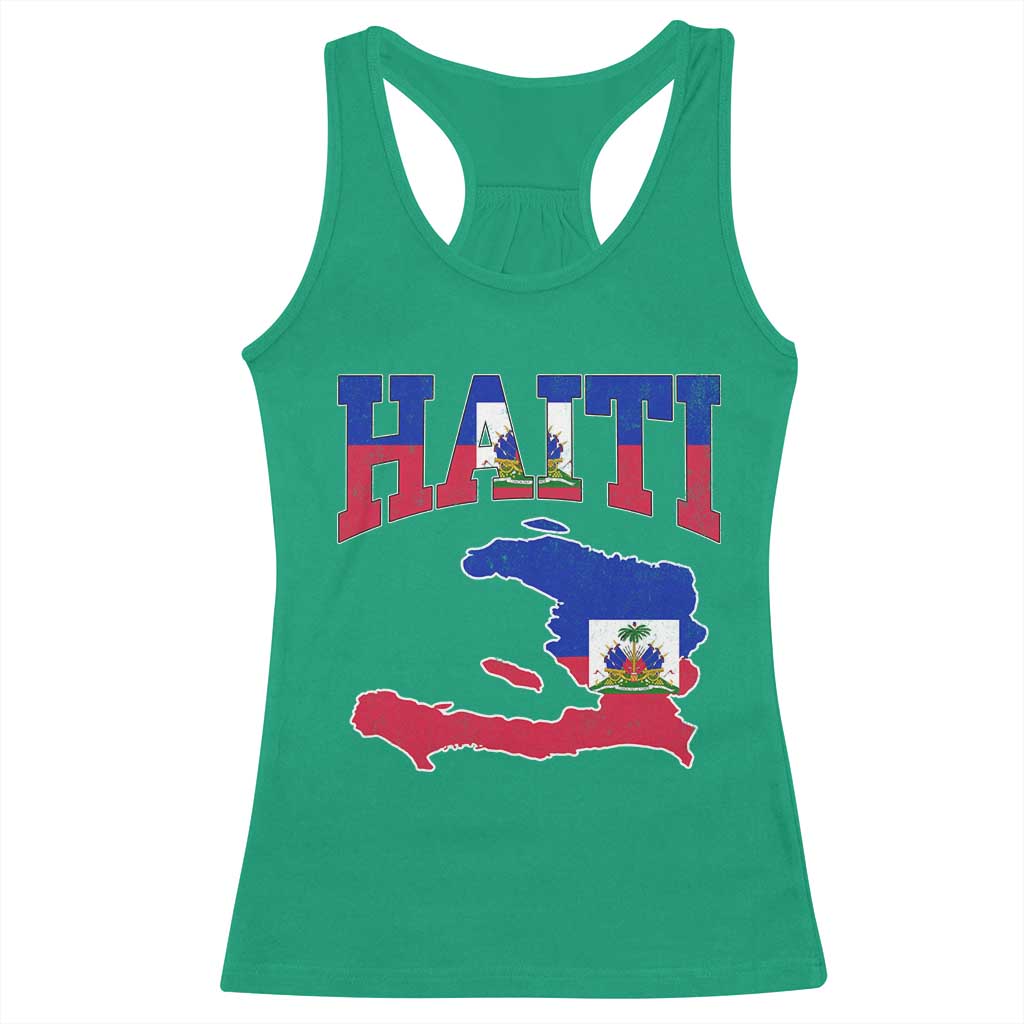 Haiti Pride Racerback Tank Top Retro Vintage Haitian Flag Map Pride Graphic TS10 Irish Green Print Your Wear