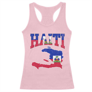 Haiti Pride Racerback Tank Top Retro Vintage Haitian Flag Map Pride Graphic TS10 Light Pink Print Your Wear