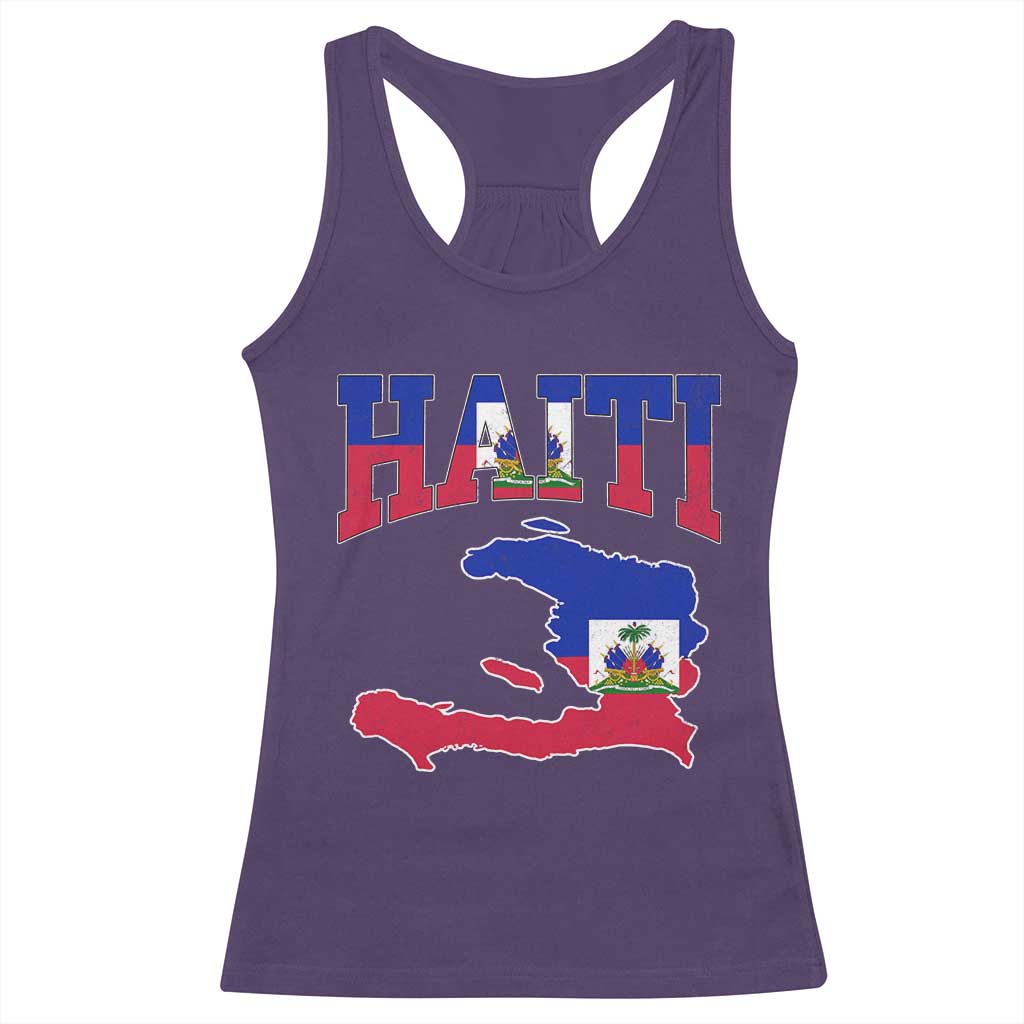Haiti Pride Racerback Tank Top Retro Vintage Haitian Flag Map Pride Graphic TS10 Purple Print Your Wear