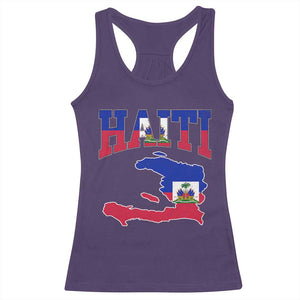 Haiti Pride Racerback Tank Top Retro Vintage Haitian Flag Map Pride Graphic TS10 Purple Print Your Wear