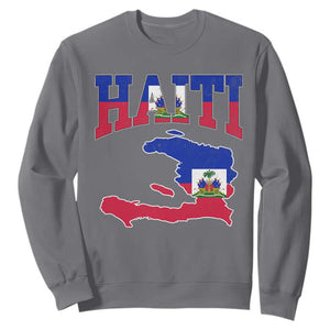 Haiti Pride Sweatshirt Retro Vintage Haitian Flag Map Pride Graphic TS10 Charcoal Print Your Wear