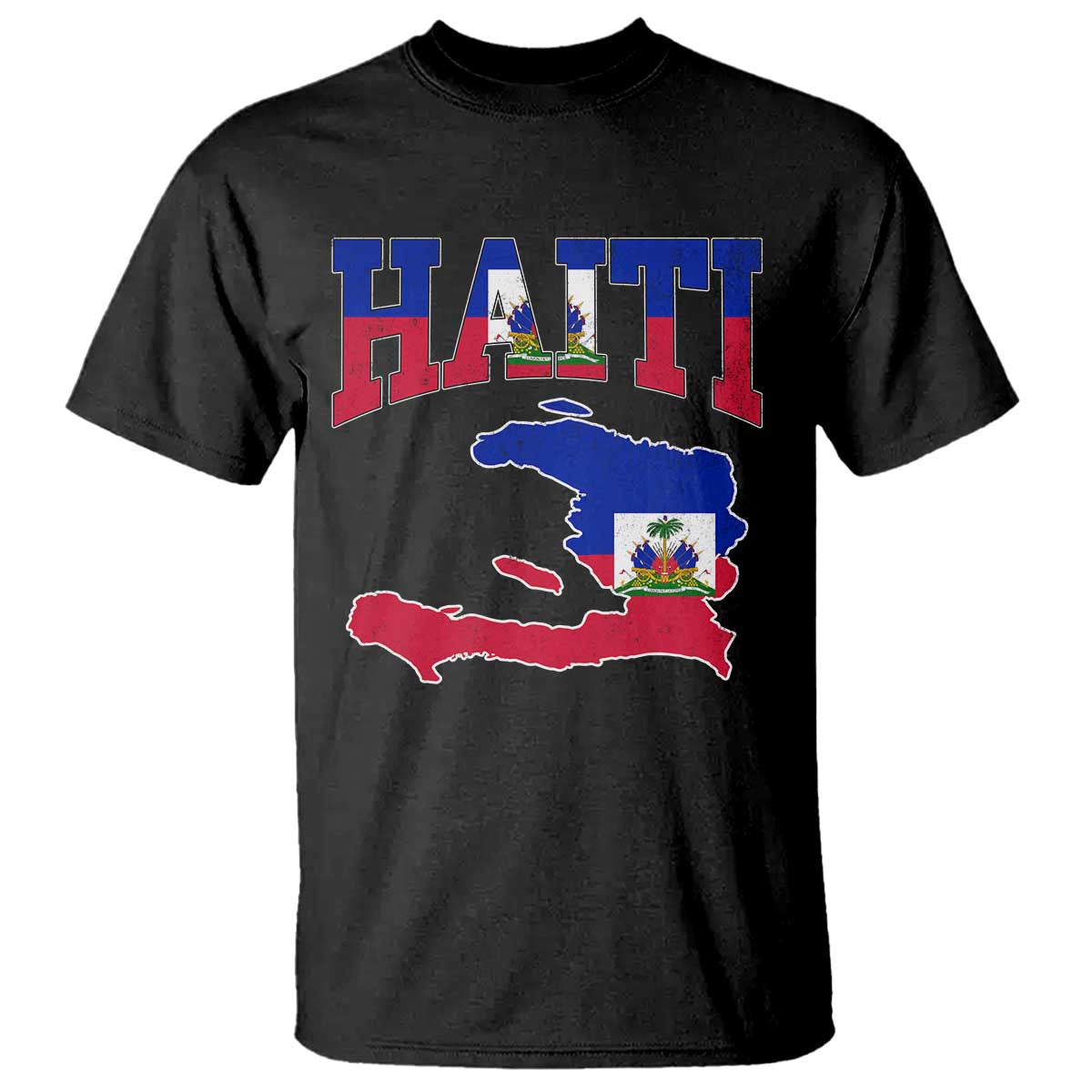 Haiti Pride T Shirt Retro Vintage Haitian Flag Map Pride Graphic TS10 Black Print Your Wear