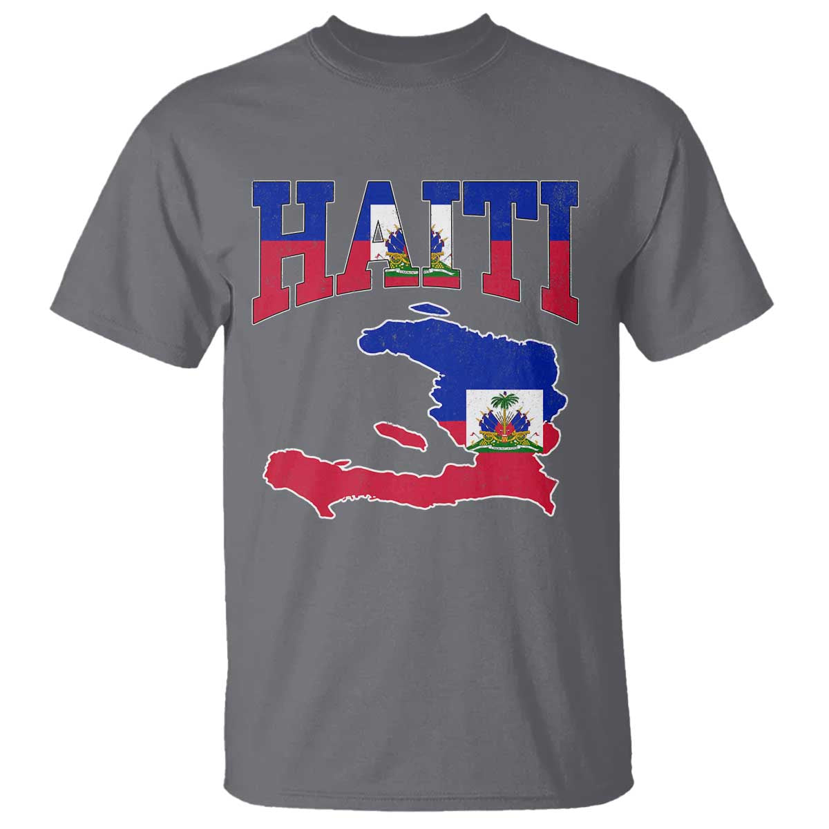 Haiti Pride T Shirt Retro Vintage Haitian Flag Map Pride Graphic TS10 Charcoal Print Your Wear