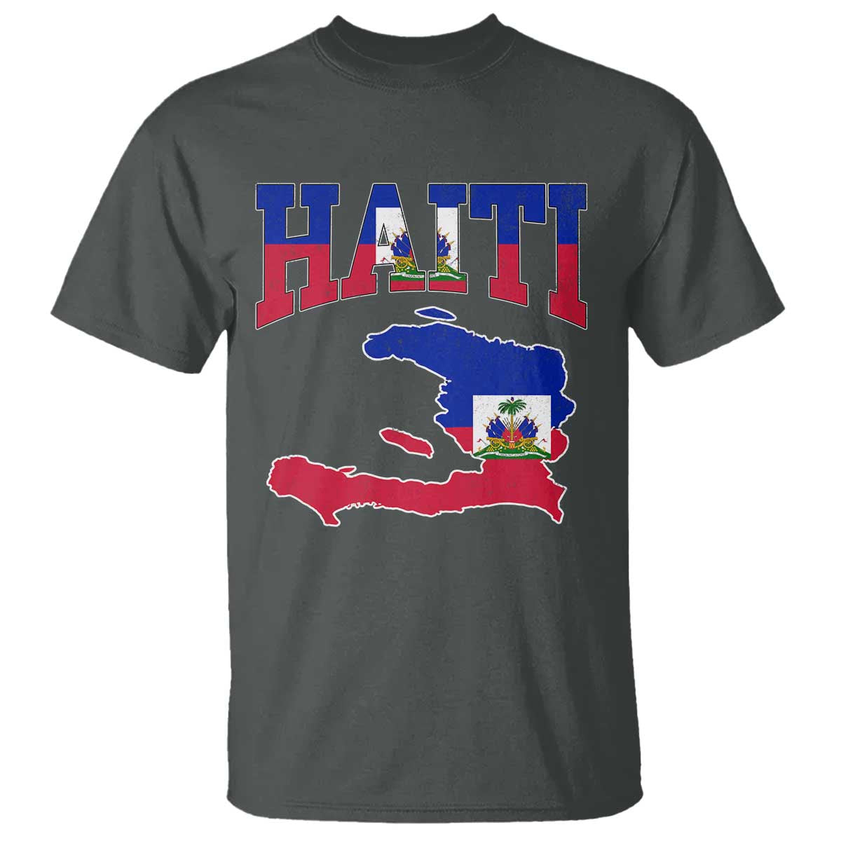 Haiti Pride T Shirt Retro Vintage Haitian Flag Map Pride Graphic TS10 Dark Heather Print Your Wear