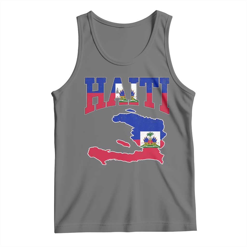 Haiti Pride Tank Top Retro Vintage Haitian Flag Map Pride Graphic TS10 Black Heather Print Your Wear