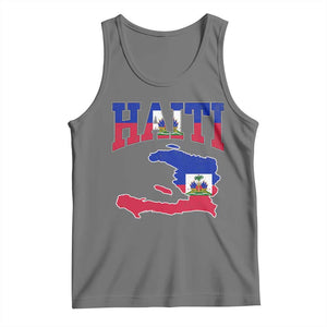 Haiti Pride Tank Top Retro Vintage Haitian Flag Map Pride Graphic TS10 Black Heather Print Your Wear