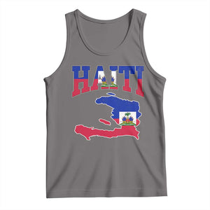 Haiti Pride Tank Top Retro Vintage Haitian Flag Map Pride Graphic TS10 Deep Heather Print Your Wear