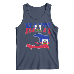 Haiti Pride Tank Top Retro Vintage Haitian Flag Map Pride Graphic TS10 Navy Print Your Wear