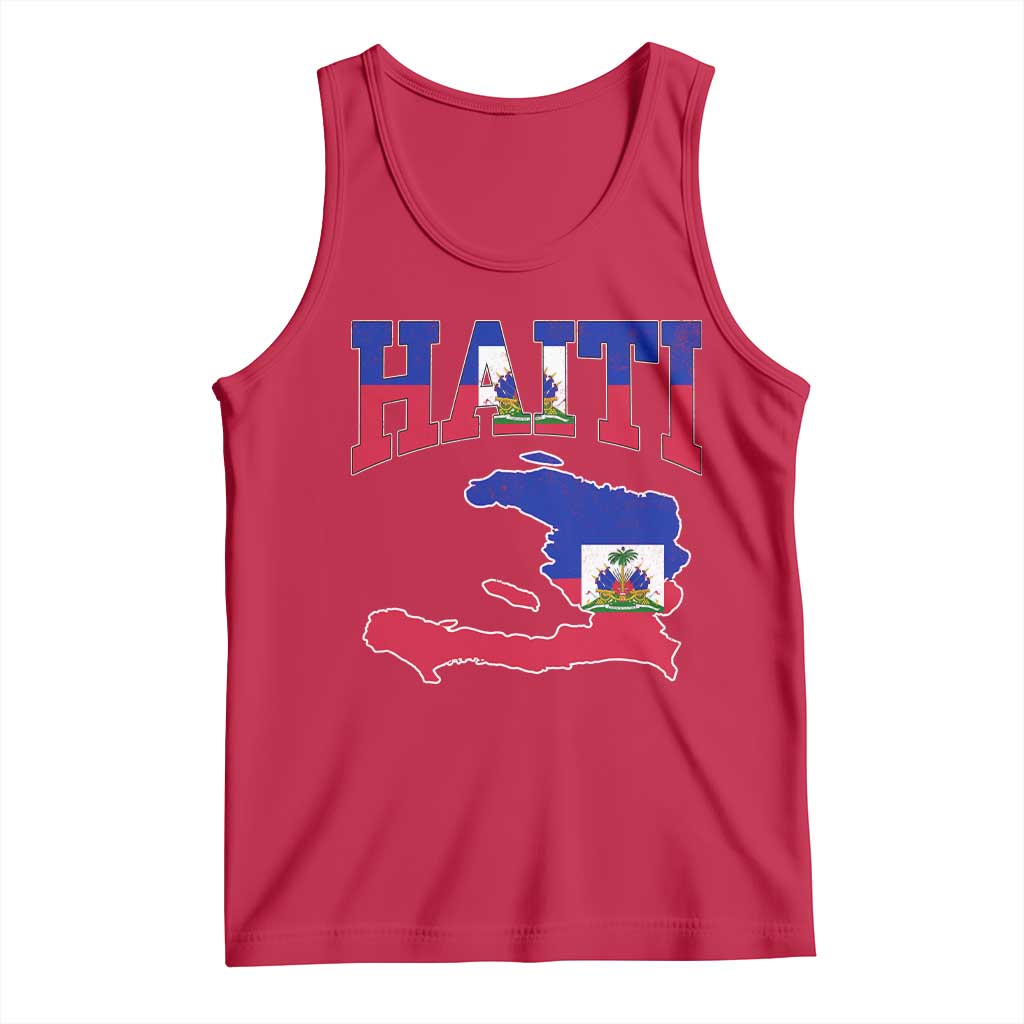 Haiti Pride Tank Top Retro Vintage Haitian Flag Map Pride Graphic TS10 Red Print Your Wear