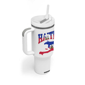 Haiti Pride Tumbler With Handle Retro Vintage Haitian Flag Map Pride Graphic TS10 Print Your Wear