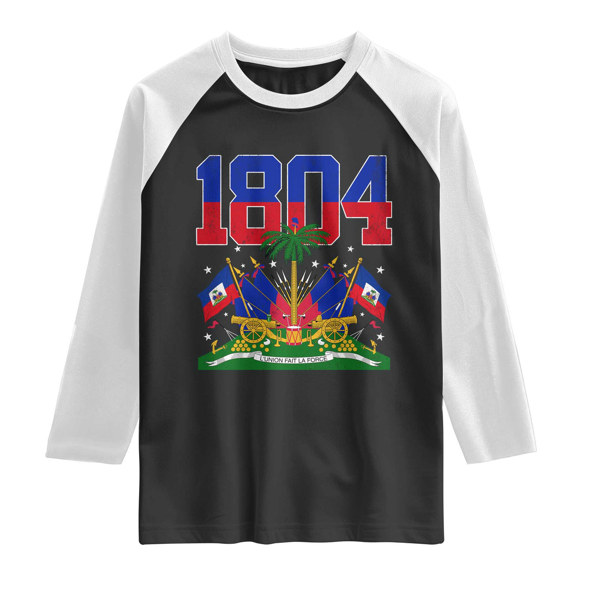 Haitian Revolution 1804 Raglan Shirt Haiti Flag Independence Day Haitian Graphic TS10 Black White Print Your Wear