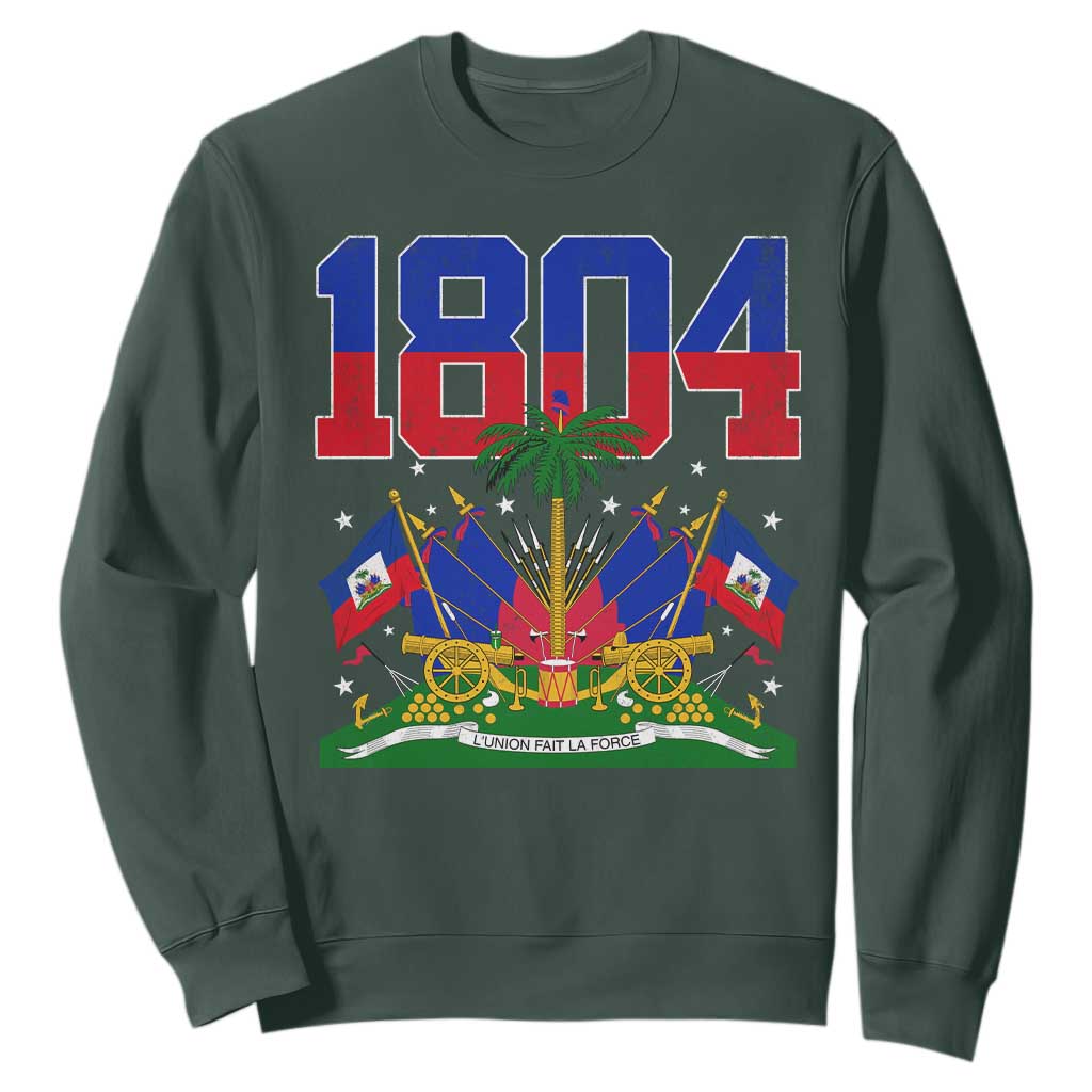 Haitian Revolution 1804 Sweatshirt Haiti Flag Independence Day Haitian Graphic TS10 Dark Forest Green Print Your Wear