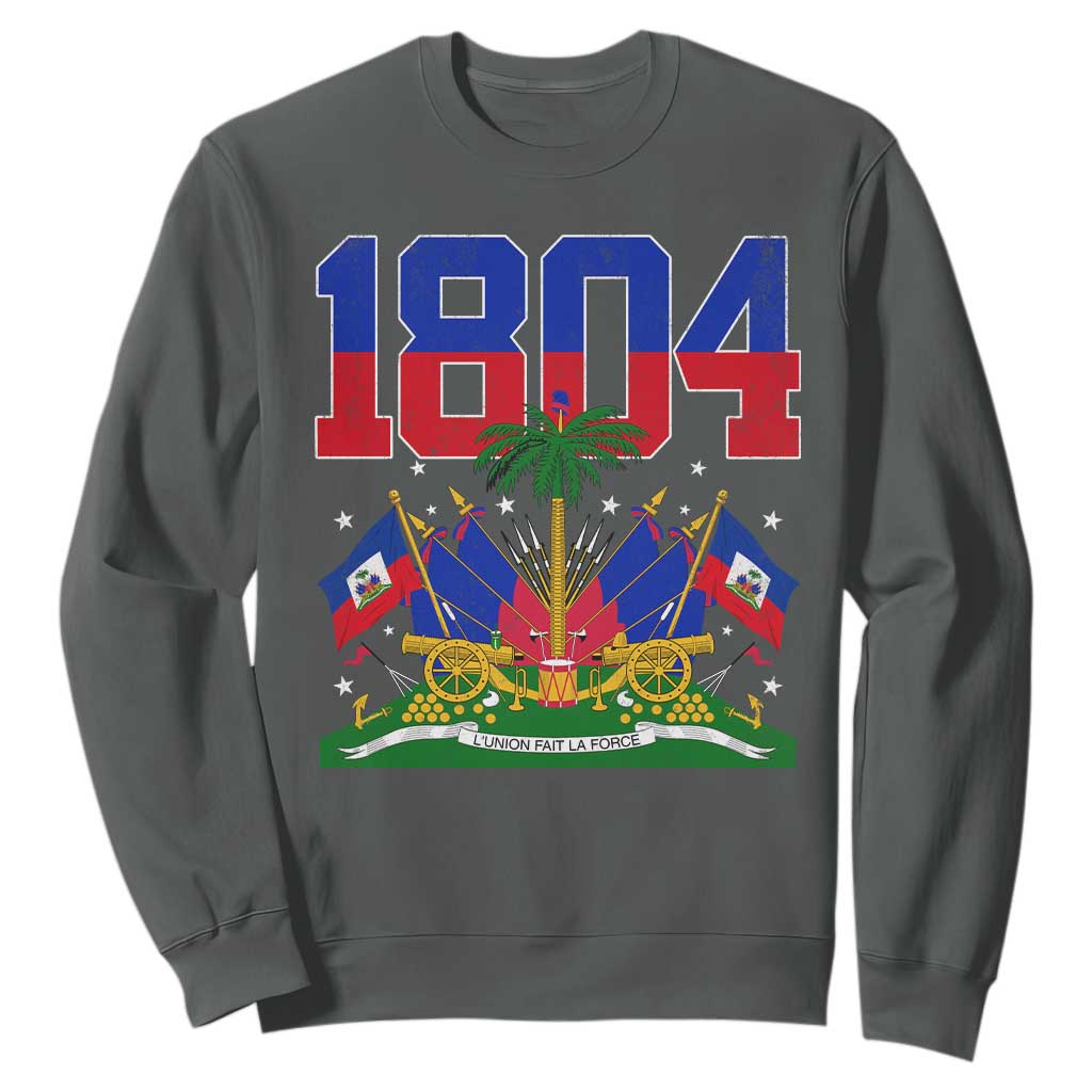 Haitian Revolution 1804 Sweatshirt Haiti Flag Independence Day Haitian Graphic TS10 Dark Heather Print Your Wear