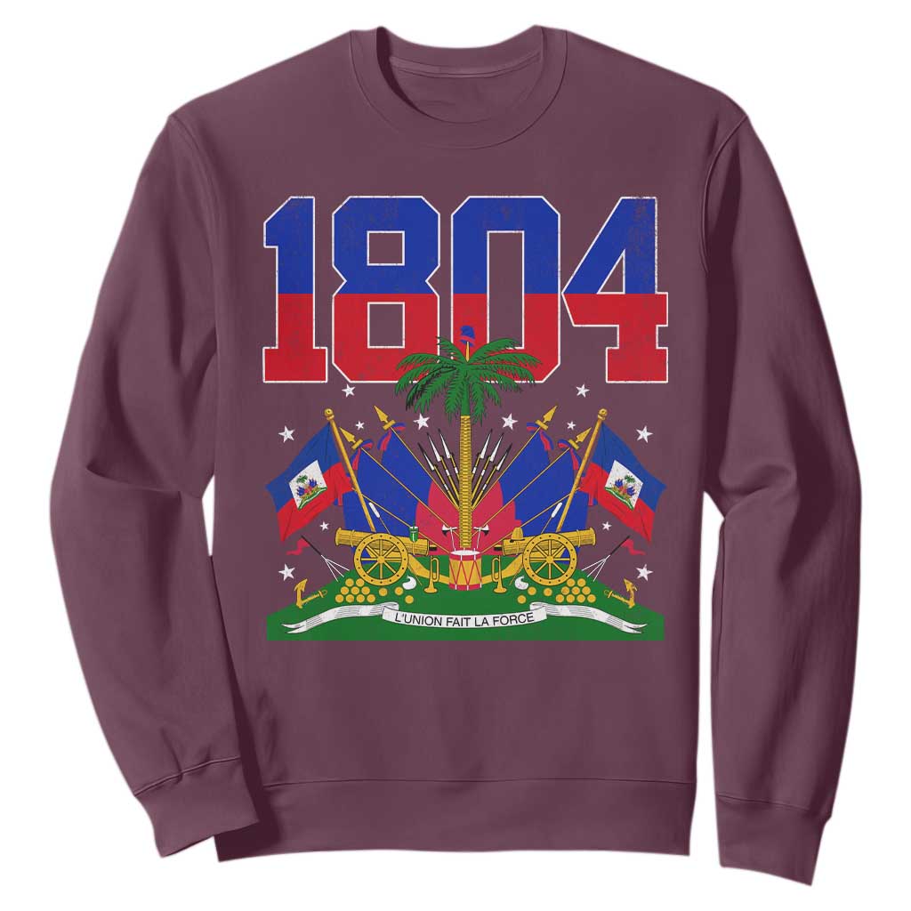 Haitian Revolution 1804 Sweatshirt Haiti Flag Independence Day Haitian Graphic TS10 Maroon Print Your Wear