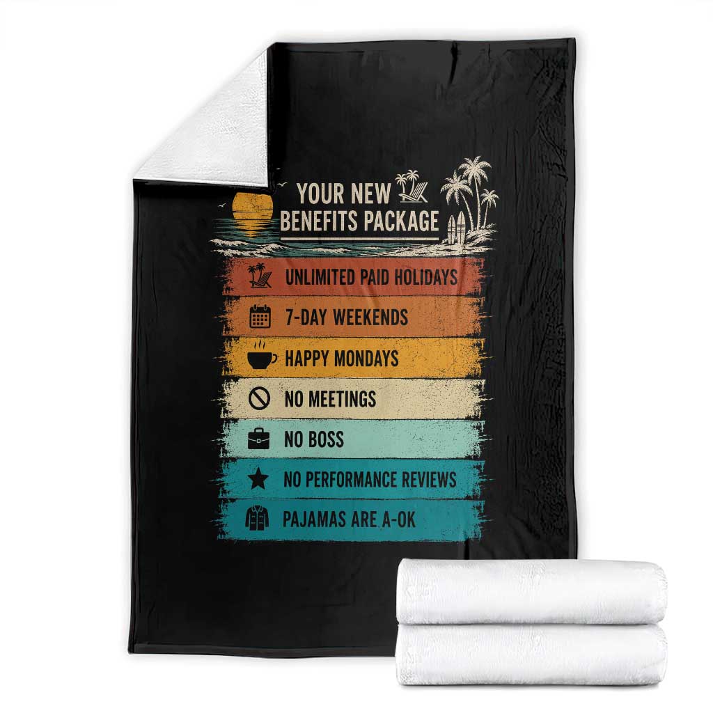 Funny Retirement Gift Throw Blanket New Benefits Package Retro Retired 2026 TS10 Black Print Your Wear