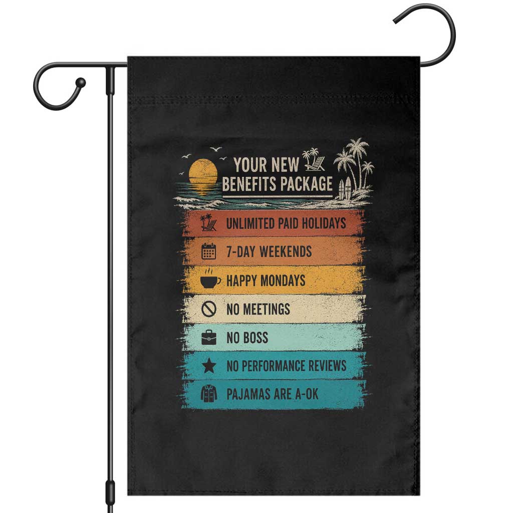 Funny Retirement Gift Garden Flag New Benefits Package Retro Retired 2026 TS10 Black Print Your Wear