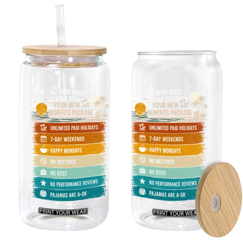 Funny Retirement Gift Glass Can New Benefits Package Retro Retired 2026 TS10 Print Your Wear