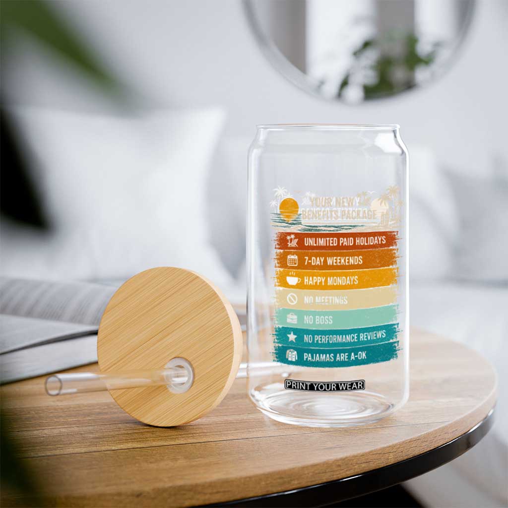 Funny Retirement Gift Glass Can New Benefits Package Retro Retired 2026 TS10 Print Your Wear