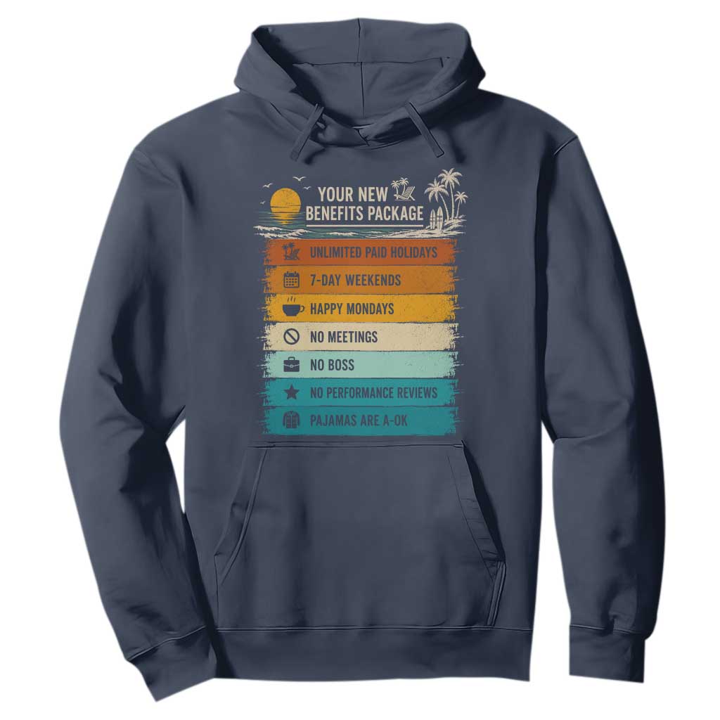 Funny Retirement Gift Hoodie New Benefits Package Retro Retired 2026 TS10 Navy Print Your Wear