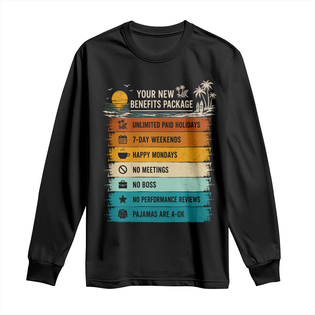 Funny Retirement Gift Long Sleeve Shirt New Benefits Package Retro Retired 2026 TS10 Black Print Your Wear