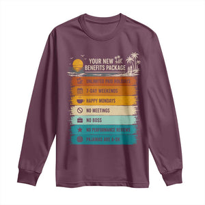 Funny Retirement Gift Long Sleeve Shirt New Benefits Package Retro Retired 2026 TS10 Maroon Print Your Wear