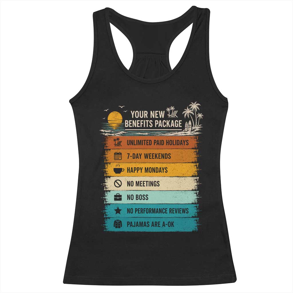 Funny Retirement Gift Racerback Tank Top New Benefits Package Retro Retired 2026 TS10 Black Print Your Wear