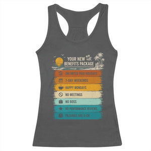 Funny Retirement Gift Racerback Tank Top New Benefits Package Retro Retired 2026 TS10 Dark Heather Print Your Wear