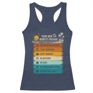 Funny Retirement Gift Racerback Tank Top New Benefits Package Retro Retired 2026 TS10 Navy Print Your Wear