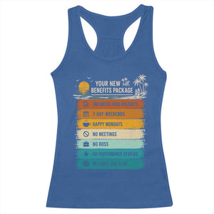 Funny Retirement Gift Racerback Tank Top New Benefits Package Retro Retired 2026 TS10 Royal Blue Print Your Wear