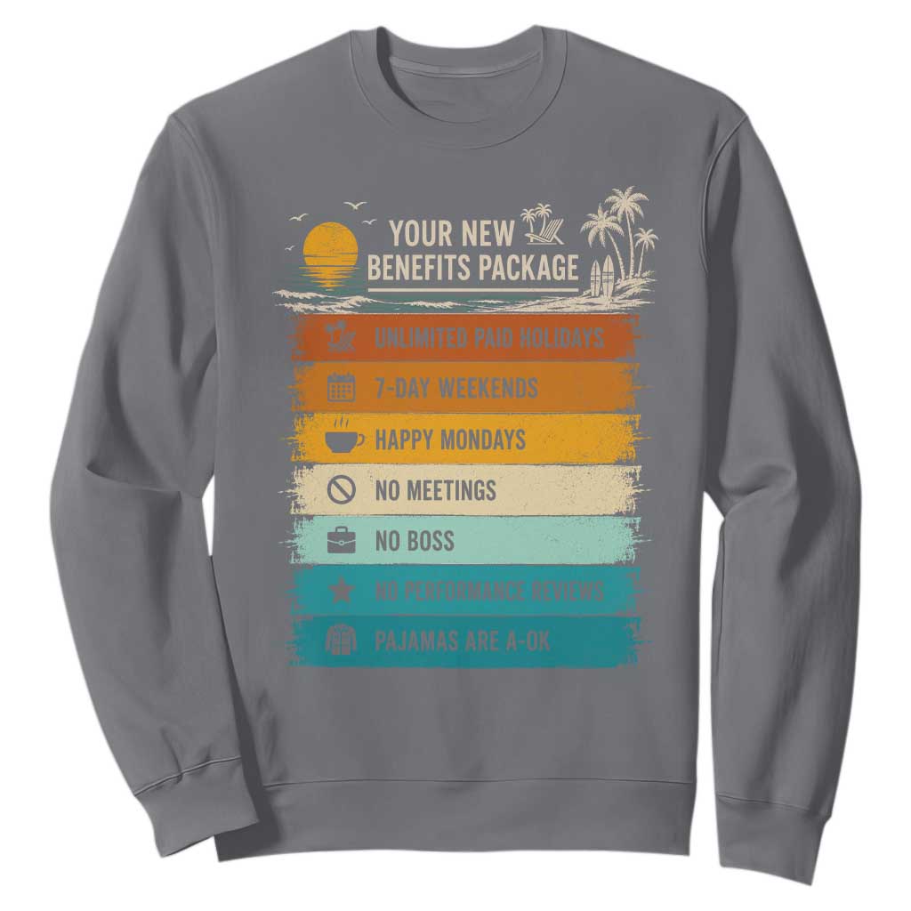 Funny Retirement Gift Sweatshirt New Benefits Package Retro Retired 2026 TS10 Charcoal Print Your Wear