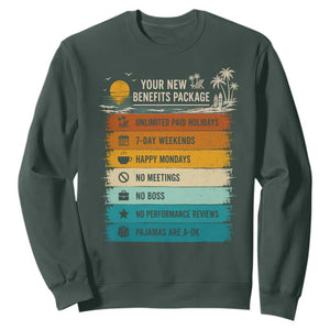 Funny Retirement Gift Sweatshirt New Benefits Package Retro Retired 2026 TS10 Dark Forest Green Print Your Wear